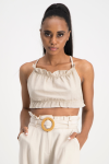Claire Strappy Crop Top - Stone - XS