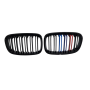 F20 / F21 Double Slat With Bmw Colours Kidney Grills Gloss Black Pre Face