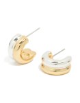 Mixed Metal Ribbed Illusion Hoop Earrings