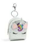 Kids Glitter Pu Leather Fabric Unicorn Purse Key Chain
