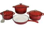 Smte Quality Cast Iron Cookware Set & Complementary Iywa Serving Spoon Raspberry With Keychain