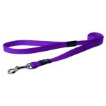 Rogz Utility Large 20mm Fanbelt Fixed Dog Lead - Purple Reflective