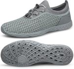 Doussprt Women's Water Shoes Quick Drying Sports Aqua Shoes Alldarkgrey 8.5