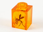 Parts Brick 1 X 1 With Yellow Streaks And Black Mosquito In Amber Pattern 3005PB041