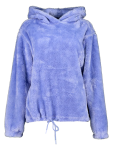 Purple Drawstring Plush Hoodie - XS Blue