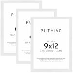 Puthiac 9X12 Solid Oak Wood Picture Frame Fits 6X8 With Mat Or 9X12 Without Mat Wall Or Tabletop Display With Stand Vertical Or