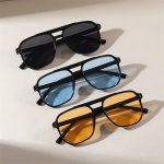 3PCS Classic Double Bridges Oversize Rectangle For Men Women Gradient Lens For Outdoor Sports Party Vacation Travel Driving