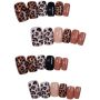 24 Piece Glossy Nude & Leopard Print Press-on Nails Set - Square Shape