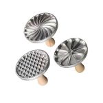 Cookie Stamps Round Metal Cookie Press Cutter Mold With Wooden Handle 3PACK