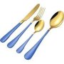 Authentic Two-tone Cutlery Dinner Set & Pvc Pack 24 Piece Blue