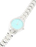 Silver Diamante Roman Numeral Blue Faced Watch