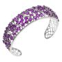 Natural Amethyst Gemstone 925 Sterling Silver Bangle With Openwork Detail