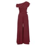 Burgundy Drop Shoulder Belted Jumpsuit