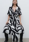 Tie-belt Dress - White & Black