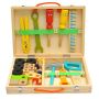 Wooden Carpenter Tools Box Colorful Wooden Toy Simulation Repair Tool Box