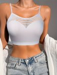 Fishnet Stitching Wireless Bra Comfy & Breathable Cut Out Bra Women's Lingerie & Underwear