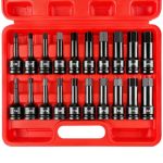 Wett 1 2" Drive Master Impact Hex Bit Set 20 Piece Hex Driver Socket Set Allen Bit Socket Set Cr-v Steel Sae & Metric 1 4"
