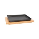 Regent Cast Iron Platter On Wooden Board 233 175X22MM