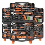 Multi-purpose Tool Set With Toolbox Manual Household & Automotive Repair Kit Includes Wrench Pliers Screwdriver Set Hammer Tape 