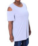 Ladies Plain COLD SHOULDER Top - 60 Grey