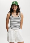 Cotton On Byron Scoop Tank - Sim Stripe White & Black