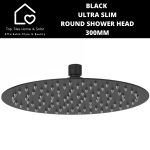 Black Ultra Slim Round Shower Head - 300MM