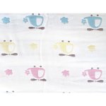 Muslin Baby Swaddle Blanket - 100% Cotton & 6 Layers - White With Colourful Helicopters