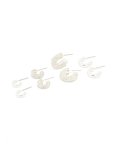 Silver Diamante & Polished Hoop Earrings 4-PACK