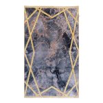 Modern Marble Geometric Grey And Gold Printed Rug - CPR2209