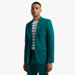 Men&apos S Teal Viscose Blend Slim Fit Suit Jacket