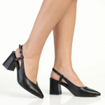 Madison Quest V Vamp Slingback On Medium Block Heel - Black - 8