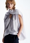 Studio: Draped Cape Blouse - Light Dusty Purple
