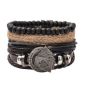 4 Piece Vintage Leather Bracelet - Woven Bracelet - 0092