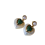 Heart-shaped Malachite Earrings White Mother-of-pearl Simple Earrings