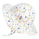 Jan & Jul Girls' Cotton Sun-hat Summer Beach Hat With Chin Strap For Toddlers L: 2-5 Years Meadow Flowers