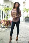Ladies Burgundy Basic Tee - Small