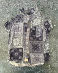 Waga Dude Blue Mosaic Collared Shirt 3 4Y