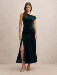 Winslet Off Shoulder Velvet Dress - 16 Dark Green