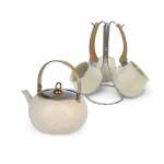 3LT Teapot With 4 Piece Coffee Pot Set Cream