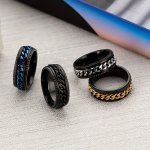 Rotating Chain Ring For Men Embossed Men's Hip Hop Accessories Rings Punk Jewelry Birthday Gift
