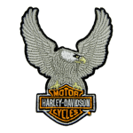 Harley-davidson 3.5 In Embroidered Silver Eagle Bar & Shield Emblem Sew-on Patch