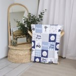 Fleece Blanket Navy Farm Patchwork Sheep Set