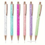 Sparkling Retractable Ballpoint Pens - Fine Point Black Ink For Journaling & Office Use