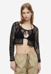 Tie-front Cardigan - Black