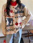 Harajuku Kawaii Vintage Sweater Long Sleeve Crew Neck Casual Every Day Sweater For Winter Women's Clothing