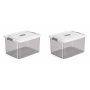 2 Pack - Plastic Storage Box With Flip-top Lid
