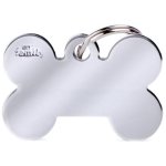 Myfamily Large Bone Pet Id Tag - Chrome Brass Waggs Online Pet Shop