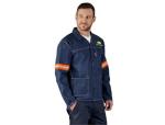 Cast Premium 100% Cotton Denim Jacket - Reflective Arms - Orange Tape - 5XL Blue