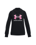 Girls Ua Rival Fleece Big Logo Hoodie - Black / Ylg