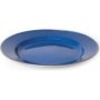 Flat Plate With Stainless Steel Rim 26CM Blue